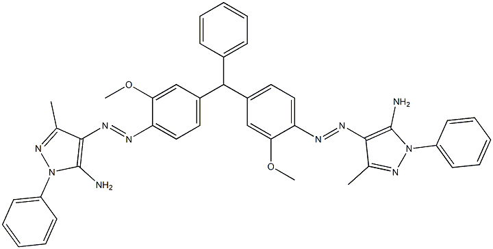 4,4'-Benzylidenebis[(2-methoxy-4,1-phenylene)azo]bis(5-amino-3-methyl-1-phenyl-1H-pyrazole) Structure