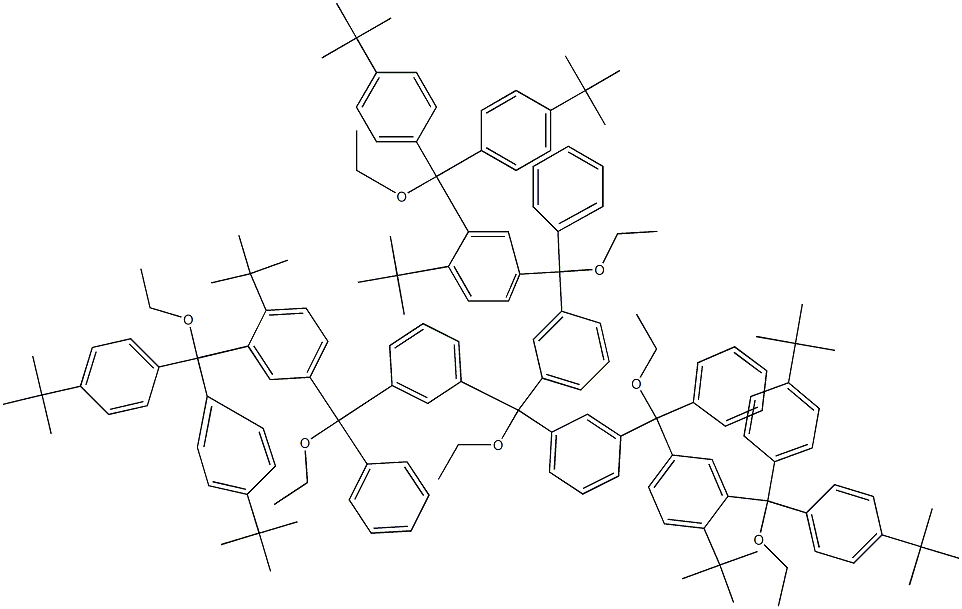 Tris[3-[3-[bis(4-tert-butylphenyl)ethoxymethyl]phenyl(4-tert-butylphenyl)ethoxymethyl]phenyl]ethoxymethane Structure