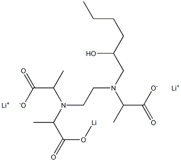 3-(2-ヒドロキシヘキシル)-6-(1-リチオオキシカルボニルエチル)-2,7-ジメチル-3,6-ジアザオクタン二酸ジリチウム 化学構造式