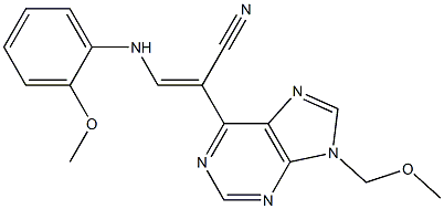 9-(Methoxymethyl)-6-[(Z)-1-cyano-2-[(2-methoxyphenyl)amino]ethenyl]-9H-purine,,结构式