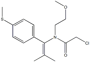 N-[1-(4-メチルチオフェニル)-2-メチル-1-プロペニル]-N-[2-メトキシエチル]-2-クロロアセトアミド 化学構造式