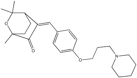 5-[4-[3-Piperidinopropoxy]benzylidene]-1,3,3-trimethyl-2-oxabicyclo[2.2.2]octan-6-one,,结构式