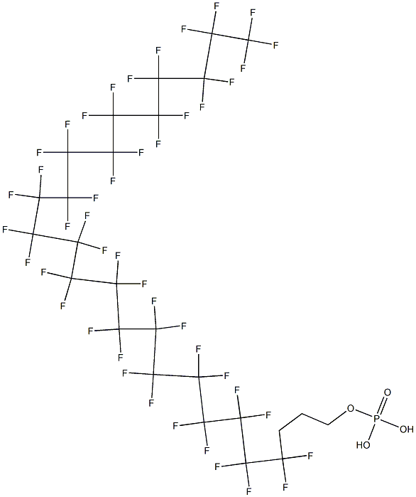Phosphoric acid hydrogen (4,4,5,5,6,6,7,7,8,8,9,9,10,10,11,11,12,12,13,13,14,14,15,15,16,16,17,17,18,18,19,19,20,20,21,21,22,22,23,23,24,24,25,25,25-pentatetracontafluoropentacosan-1-yl) ester Struktur