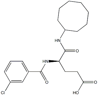 (R)-4-(3-クロロベンゾイルアミノ)-5-オキソ-5-シクロオクチルアミノ吉草酸 化学構造式