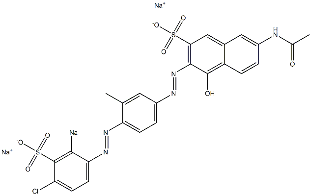 7-Acetylamino-4-hydroxy-3-[[4-[(4-chloro-2-sodiosulfophenyl)azo]-3-methylphenyl]azo]naphthalene-2-sulfonic acid sodium salt Structure