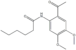 N-(2-アセチル-4,5-ジメトキシフェニル)ヘキサンアミド 化学構造式