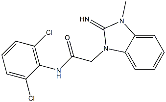 N-(2,6-Dichlorophenyl)-2-[(2,3-dihydro-2-imino-1-methyl-1H-benzimidazol)-3-yl]acetamide 结构式