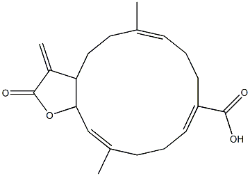 2,3,3a,4,5,8,9,12,13,15a-Decahydro-6,14-dimethyl-3-methylene-2-oxocyclotetradeca[b]furan-10-carboxylic acid Structure