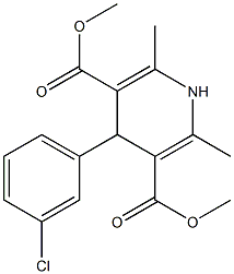 2,6-Dimethyl-4-(3-chlorophenyl)-1,4-dihydropyridine-3,5-dicarboxylic acid dimethyl ester,,结构式