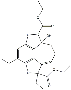 1,6-ジエチル-6a-ヒドロキシ-6,6a,7,8-テトラヒドロ-2,5-ジオキサ-1H-シクロヘプタ[jkl]-as-インダセン-1,6-ジカルボン酸ジエチル 化学構造式