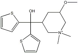 3-[Bis(2-thienyl)hydroxymethyl]-5-methoxy-1,1-dimethylpiperidinium,,结构式