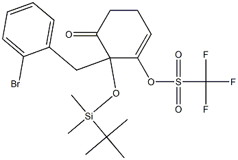 2-(tert-Butyldimethylsilyloxy)-2-(2-bromobenzyl)-3-(trifluoromethylsulfonyloxy)-3-cyclohexen-1-one Structure