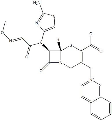 (7R)-7-[(2-Amino-4-thiazolyl)(methoxyimino)acetylamino]-3-[isoquinolinium-2-ylmethyl]cepham-3-ene-4-carboxylic acid,,结构式