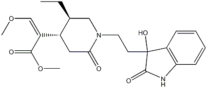 3-[2-[(4S,5R)-5-エチル-4-(2-メトキシ-1-(メトキシカルボニル)ビニル)-2-オキソピペリジン-1-イル]エチル]-3-ヒドロキシ-1H-インドール-2(3H)-オン 化学構造式