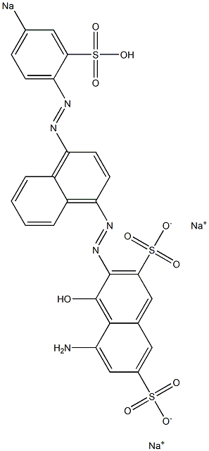 5-Amino-4-hydroxy-3-[[4-[(4-sodiosulfophenyl)azo]-1-naphthalenyl]azo]naphthalene-2,7-disulfonic acid disodium salt 结构式