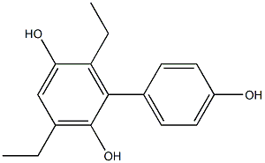 3,6-ジエチル-1,1'-ビフェニル-2,4',5-トリオール 化学構造式