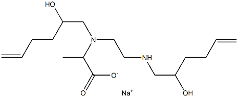 2-[N-(2-ヒドロキシ-5-ヘキセニル)-N-[2-(2-ヒドロキシ-5-ヘキセニルアミノ)エチル]アミノ]プロピオン酸ナトリウム 化学構造式