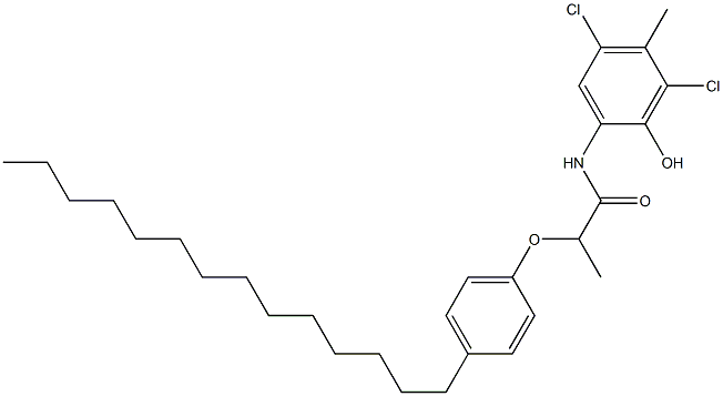 2-[2-(4-Tetradecylphenoxy)propanoylamino]-4,6-dichloro-5-methylphenol,,结构式