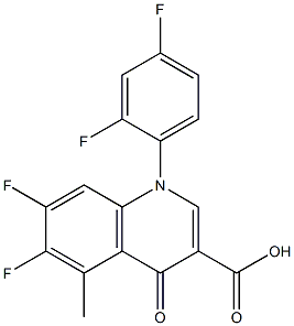 1,4-ジヒドロ-1-(2,4-ジフルオロフェニル)-5-メチル-4-オキソ-6,7-ジフルオロキノリン-3-カルボン酸 化学構造式