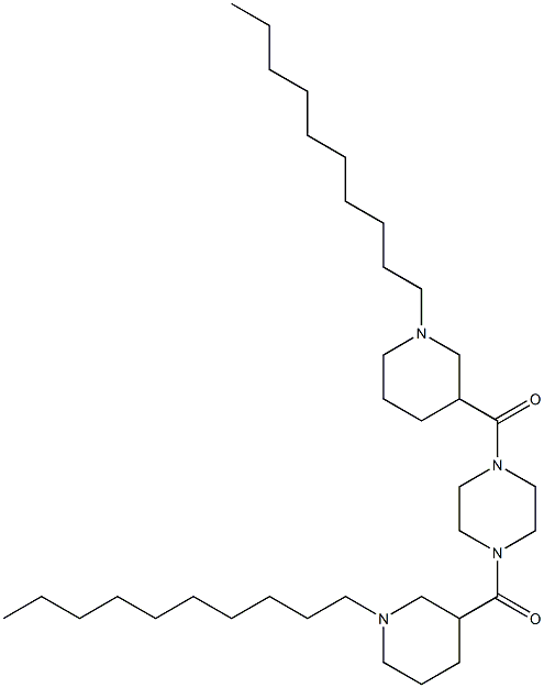 1,4-Bis[(1-decylpiperidin-3-yl)carbonyl]piperazine,,结构式