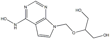 4-ヒドロキシアミノ-7-(2-ヒドロキシ-1-ヒドロキシメチルエトキシメチル)-7H-ピロロ[2,3-d]ピリミジン 化学構造式