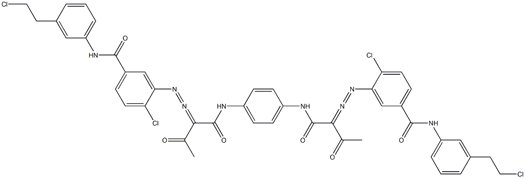3,3'-[1,4-Phenylenebis[iminocarbonyl(acetylmethylene)azo]]bis[N-[3-(2-chloroethyl)phenyl]-4-chlorobenzamide] Structure