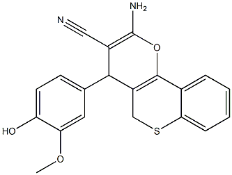 2-Amino-4-[4-hydroxy-3-methoxyphenyl]-4H,5H-[1]benzothiopyrano[4,3-b]pyran-3-carbonitrile Structure