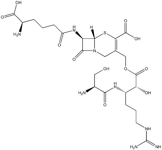 (7R)-7-[[(R)-5-Amino-5-carboxy-1-oxopentyl]amino]-3-[[[(2R,3S)-3-[[(S)-2-amino-3-hydroxypropionyl]amino]-6-[[amino(imino)methyl]amino]-2-hydroxy-1-oxohexyl]oxy]methyl]cepham-3-ene-4-carboxylic acid