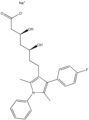 (3S,5S)-3,5-ジヒドロキシ-7-[2,5-ジメチル-1-フェニル-4-(4-フルオロフェニル)-1H-ピロール-3-イル]ヘプタン酸ナトリウム 化学構造式