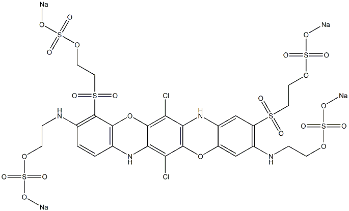 6,13-Dichloro-3,10-bis[2-(sodiooxysulfonyloxy)ethylamino]-4,9-bis[2-(sodiooxysulfonyloxy)ethylsulfonyl]-5,12-dioxa-7,14-diazapentacene Structure