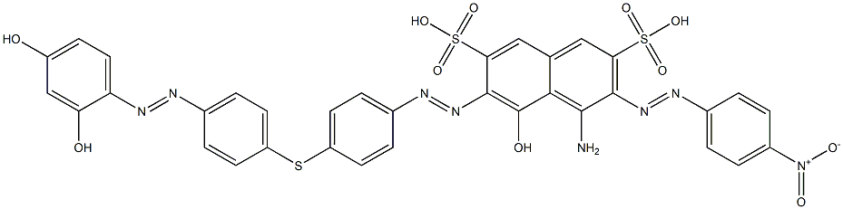 4-Amino-6-[[4-[[4-[(2,4-dihydroxyphenyl)azo]phenyl]thio]phenyl]azo]-5-hydroxy-3-[(4-nitrophenyl)azo]-2,7-naphthalenedisulfonic acid 结构式