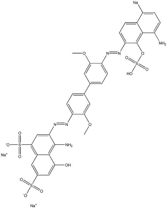 4-Amino-5-hydroxy-3-[[4'-[(8-amino-1-hydroxy-5-sodiosulfo-2-naphthalenyl)azo]-3,3'-dimethoxy-1,1'-biphenyl-4-yl]azo]naphthalene-1,7-disulfonic acid disodium salt Structure