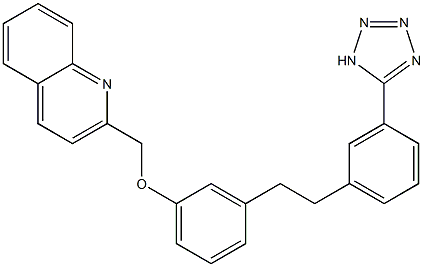 2-[3-[2-[3-(1H-Tetrazol-5-yl)phenyl]ethyl]phenoxymethyl]quinoline,,结构式