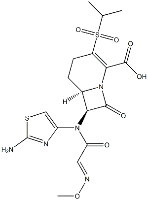 (6R,7S)-3-(Isopropylsulfonyl)-8-oxo-7-[(2-aminothiazol-4-yl)(methoxyimino)acetylamino]-1-azabicyclo[4.2.0]oct-2-ene-2-carboxylic acid Structure