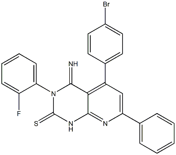 3,4-Dihydro-3-(2-fluorophenyl)-4-imino-5-(4-bromophenyl)-7-phenylpyrido[2,3-d]pyrimidine-2(1H)-thione 结构式