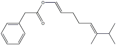 フェニル酢酸6,7-ジメチル-1,5-オクタジエニル 化学構造式