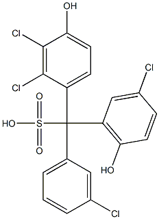 (3-Chlorophenyl)(3-chloro-6-hydroxyphenyl)(2,3-dichloro-4-hydroxyphenyl)methanesulfonic acid Struktur