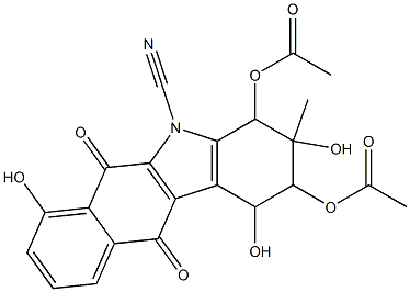 2,4-Bis(acetyloxy)-1,2,3,4,6,11-hexahydro-1,3,7-trihydroxy-3-methyl-6,11-dioxo-5H-benzo[b]carbazole-5-carbonitrile|