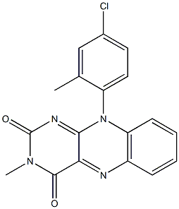 3-Methyl-10-(4-chloro-2-methylphenyl)pyrimido[4,5-b]quinoxaline-2,4(3H,10H)-dione,,结构式