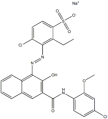 4-クロロ-2-エチル-3-[[3-[[(4-クロロ-2-メトキシフェニル)アミノ]カルボニル]-2-ヒドロキシ-1-ナフチル]アゾ]ベンゼンスルホン酸ナトリウム 化学構造式
