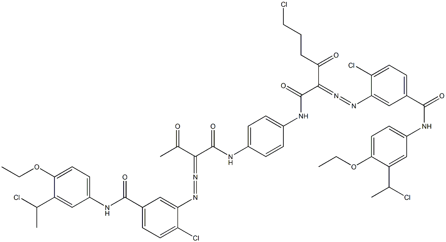 3,3'-[2-(2-Chloroethyl)-1,4-phenylenebis[iminocarbonyl(acetylmethylene)azo]]bis[N-[3-(1-chloroethyl)-4-ethoxyphenyl]-4-chlorobenzamide],,结构式