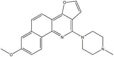 11-(4-メチルピペラジン-1-イル)-7-メトキシベンゾ[h]フロ[3,2-c]キノリン 化学構造式