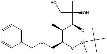(2R)-2-[(4R,5R,6S)-4-ベンジルオキシメチル-2-tert-ブチル-2,5-ジメチル-1,3-ジオキサ-2-シラシクロヘキサン-6-イル]プロパン-1,2-ジオール 化学構造式