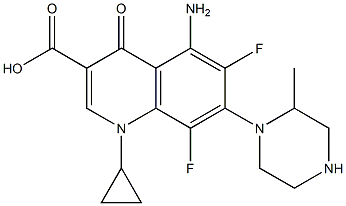 5-Amino-1-cyclopropyl-6,8-difluoro-1,4-dihydro-7-[2-methyl-1-piperazinyl]-4-oxoquinoline-3-carboxylic acid,,结构式