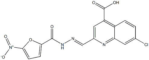 7-クロロ-2-[2-(5-ニトロ-2-フロイル)ヒドラゾノメチル]キノリン-4-カルボン酸 化学構造式
