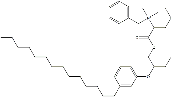 N,N-ジメチル-N-ベンジル-N-[1-[[2-(3-テトラデシルフェニルオキシ)ブチル]オキシカルボニル]ブチル]アミニウム 化学構造式