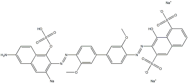 7-[[4'-[(6-Amino-1-hydroxy-3-sodiosulfo-2-naphthalenyl)azo]-3,3'-dimethoxy-1,1'-biphenyl-4-yl]azo]-8-hydroxynaphthalene-1,6-disulfonic acid disodium salt 结构式