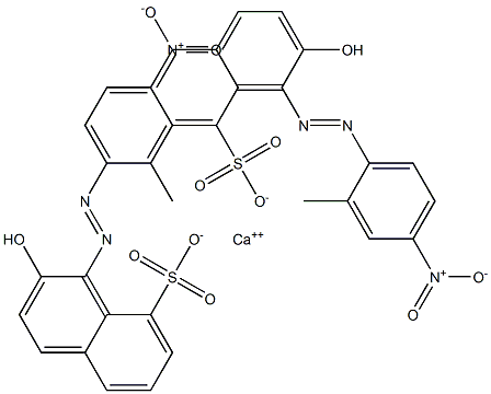 Bis[1-[(2-methyl-4-nitrophenyl)azo]-2-hydroxy-8-naphthalenesulfonic acid]calcium salt 结构式