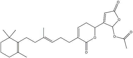 6-[(2-Acetoxy-5-oxo-2,5-dihydrofuran)-3-yl]-3-[6-(2,6,6-trimethyl-1-cyclohexen-1-yl)-4-methyl-3-hexen-1-yl]-5,6-dihydro-2H-pyran-2-one,,结构式