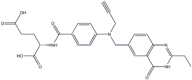 (2S)-2-[4-[N-[(3,4-Dihydro-2-ethyl-4-oxoquinazolin)-6-ylmethyl]-N-(2-propynyl)amino]benzoylamino]glutaric acid Structure